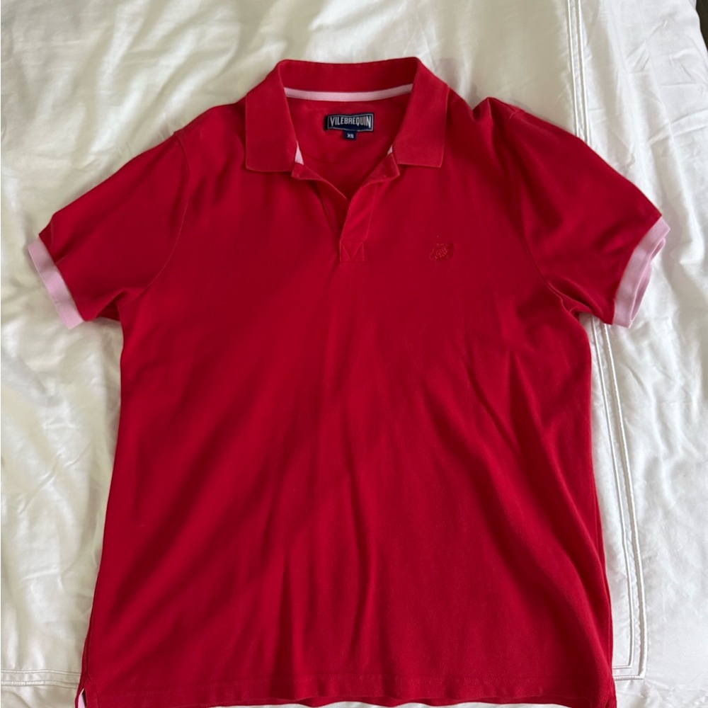 Vilebrequin Men's Polo Shirt Red Turtle Red Pink Beach Golf Sailing Boat